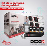 Kit de 4 cámaras de seguridad analógo 2MP + disco duro 1TB Marca: Provision ISR